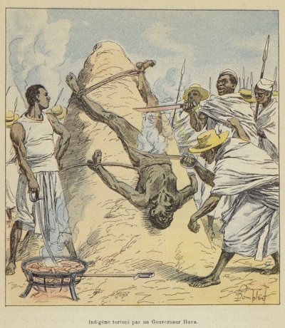 Kuvernööri Hovan harjoittama alkuperäiskansojen kidutus tekijältä after Louis Charles Bombled