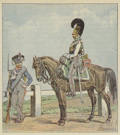 Preussin linjajalkaväki (42. reg.) ja Preussin kiirasväki (1806) tekijältä after Louis Charles Bombled