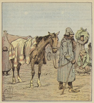 Mercanti-juutalainen, joka seuraa Saksan armeijoita, luonnosta tekijältä after Louis Charles Bombled