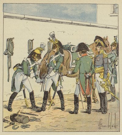 Keisari tarkastaa Saint-Germainin koulun tekijältä after Louis Charles Bombled