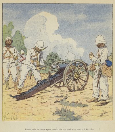 Vuoristotykistö pommittaa hova-asemia Andribassa tekijältä after Louis Charles Bombled
