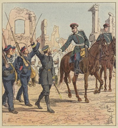 Kapteeni de Marolles ja kenraali Stessel tekijältä after Louis Charles Bombled