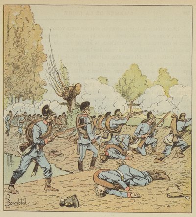 Saksalaiset hyökkäävät Dames-Blanchesin puistoon tekijältä after Louis Charles Bombled