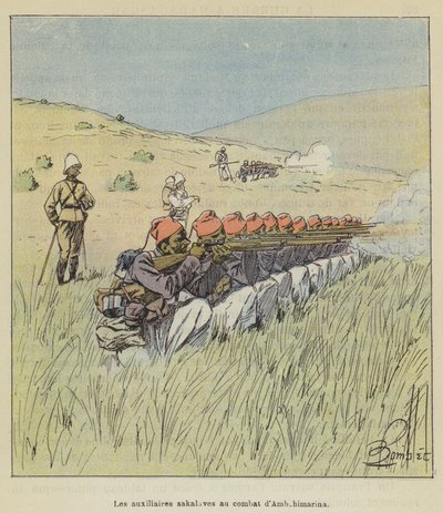 Sakalavian apujoukot Ambohimarinan taistelussa tekijältä after Louis Charles Bombled