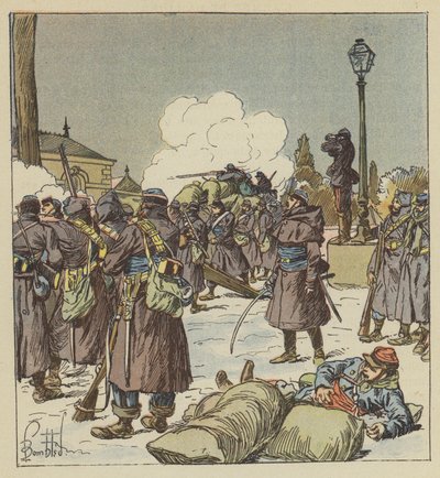 Kenraali Bourdillonin santarmit puolustavat Huisnen kulkua tekijältä after Louis Charles Bombled