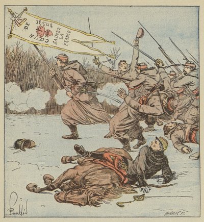 Paavin Zouaves hyökkää Loignyn kimppuun tekijältä after Louis Charles Bombled