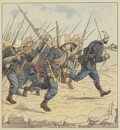 Merijalkaväki Chaussee de Tien-Tsinillä tekijältä after Louis Charles Bombled