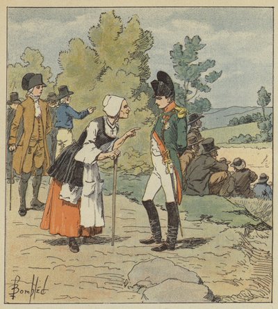 Napoleon keskustelee vanhan naisen kanssa Tararesta tekijältä after Louis Charles Bombled