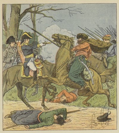 Kasakat yllättivät Napoleonin Briennessa tekijältä after Louis Charles Bombled