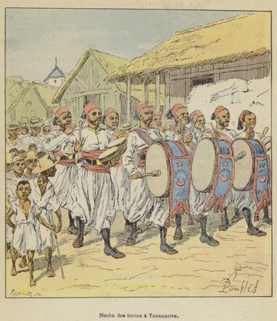 Nouba des turcos Antananarivossa tekijältä after Louis Charles Bombled