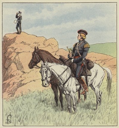 Kasakkaupseeri tiedustelussa Ping-Yangin edessä tekijältä after Louis Charles Bombled