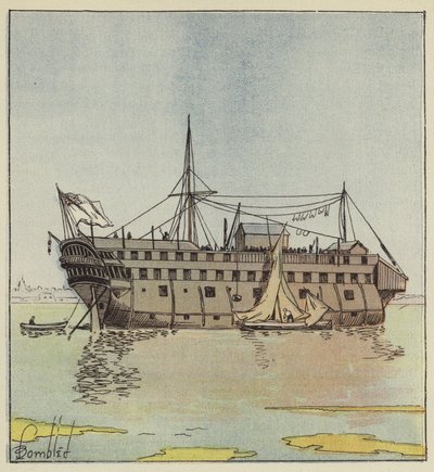 Englantilainen ponttoni Portsmouthin satamassa tekijältä after Louis Charles Bombled