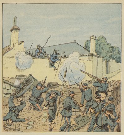 Yllätys rue Galanten barrikadilla tekijältä after Louis Charles Bombled