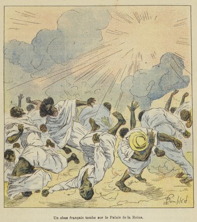 Ranskalainen kuori putoaa kuningattaren palatsin päälle tekijältä after Louis Charles Bombled