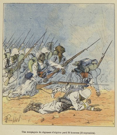 Algerialaisen rykmentin komppania menettää 23 miestä, 30. syyskuuta. tekijältä after Louis Charles Bombled