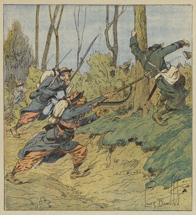 Zephyrit jahtaamassa preussialaisia tekijältä after Louis Charles Bombled