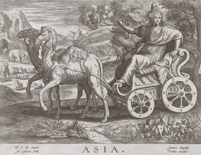 Aasia neljältä mantereelta, pub. C 1588-89 tekijältä after Maarten de Vos