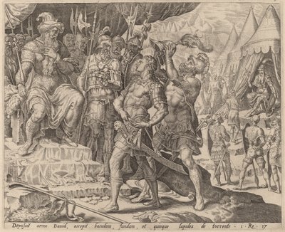 Daavid aseistautunut Saulin edessä tekijältä after Maerten van Heemskerck