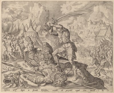 Daavid katkaisee Goljatin pään tekijältä after Maerten van Heemskerck