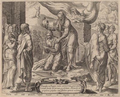 Samuel voitelee Daavidin tekijältä after Maerten van Heemskerck