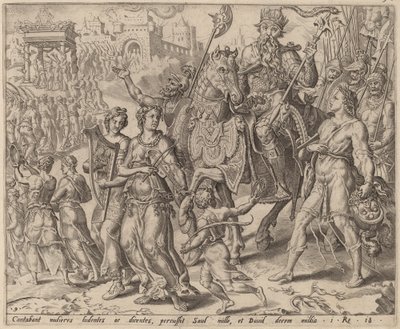 Saulin ja Daavidin voitto tekijältä after Maerten van Heemskerck