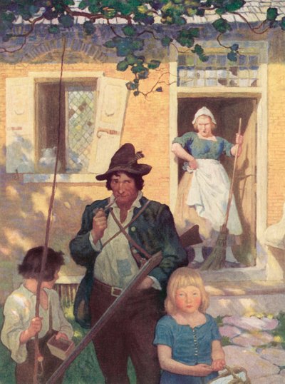 Kuvitus Rip Van Winklelle tekijältä after Newell Convers Wyeth