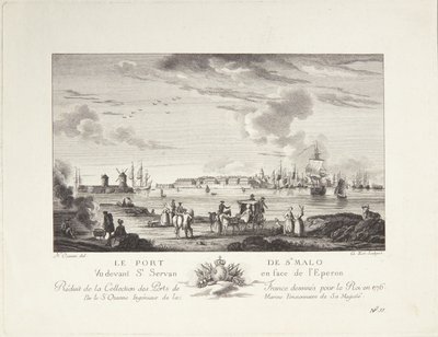 Saint Malon satama (Le port de St. Malo) tekijältä after Nicolas Marie Ozanne