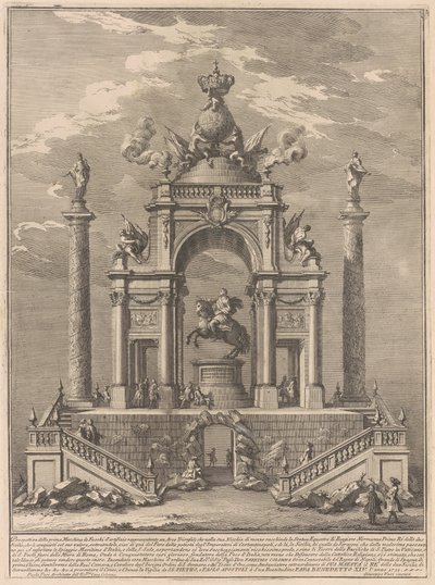 Kiinan Prima Macchina 1751: Sisilian Roger I:n voittokaari tekijältä after Paolo Posi Giuseppe Vasi