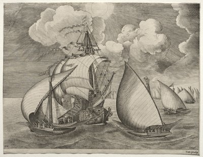 Purjealukset: Galley-laivasto karavelin saattamana tekijältä after Pieter Bruegel