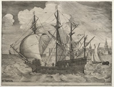 Purjealukset: Aseistettu neljän päällikön laskeutuminen merelle tekijältä after Pieter Bruegel