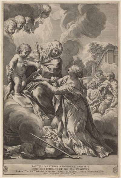 Neitsyt ja lapsi marttyyrien kanssa tekijältä after Pietro da Cortona
