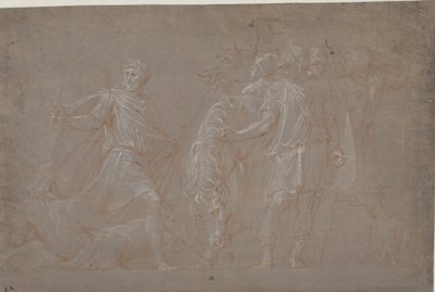 Mucius Scaevola ylittää Tiberin tekijältä after Polidoro da Caravaggio