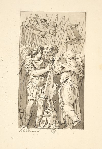Kohtaus Rooman historiasta tekijältä after Polidoro da Caravaggio