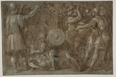 Kohtaus Rooman historiasta tekijältä after Polidoro da Caravaggio