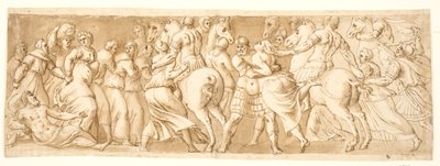 Sabine-naisten raiskaus, vasen puoli tekijältä after Polidoro da Caravaggio