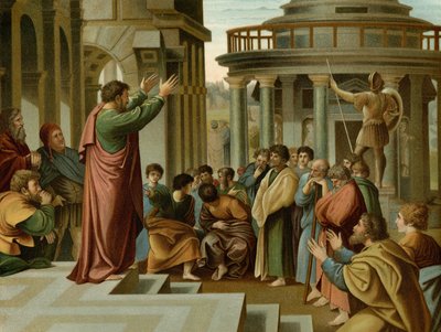 Paavali saarnaa Ateenassa tekijältä after Raphael