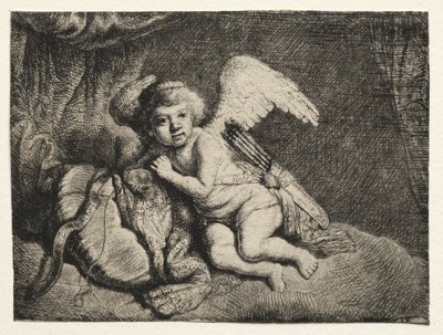 Cupid lepää tekijältä after Rembrandt van Rijn