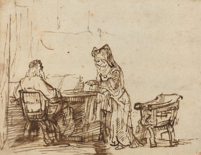 Hanna torjuu profeetta Eelin moitteet tekijältä after Rembrandt van Rijn