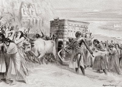 Hautajaiskulkue XIX dynastian aikana muinaisessa Egyptissä, Hutchinsons History of the Nations, pub.1915. tekijältä after Robert Dudley