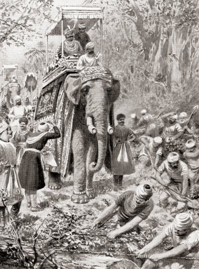 Sher Shah Surin Suuren Pohjoisen tien (nykyisin Grand Trunk Road) tarkastus, Hutchinsons History of the Nations, pub.1915. tekijältä after Robert Dudley