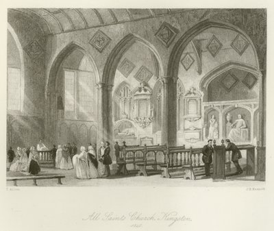 All Saints Church, Kingston, 1840 tekijältä after Thomas Allom