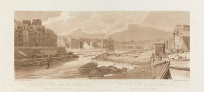 Näkymä kaupunkiin Louvren kanssa. 1802; Levy 3 Views in Parisista, Emanuel Volume tekijältä after Thomas Girtin