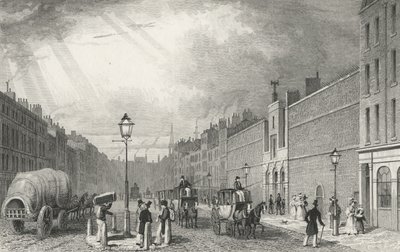 Farringdon Street ja Fleetin vankila, 1830 tekijältä Thomas Hosmer after Shepherd
