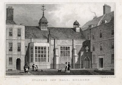 Staples Inn Hall Holborn, 1830 tekijältä Thomas Hosmer after Shepherd