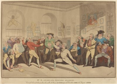 Mr. H. Angelon miekkailuakatemia tekijältä after Thomas Rowlandson