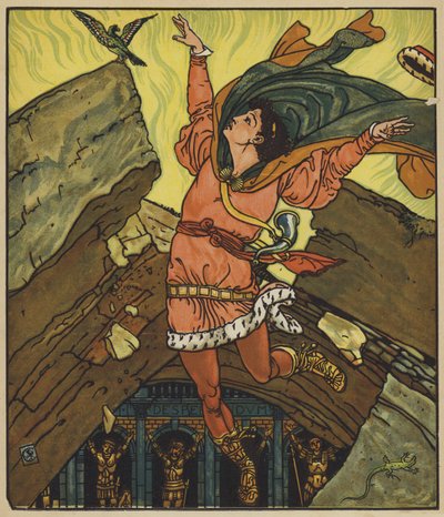 Prinssi Cheri ja pieni vihreä lintu tekijältä after Walter Crane