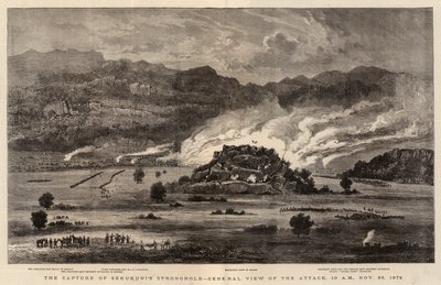 Sekukunisin linnakkeen vangitseminen, yleinen näkymä hyökkäyksestä, 10.00, 28. marraskuuta 1879 tekijältä after William Henry James Boot
