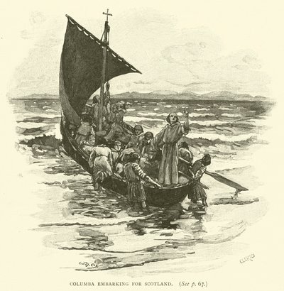 Columba lähdössä Skotlantiin tekijältä after William Henry Margetson