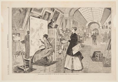 "Taide - opiskelijat ja kopioijat Louvren galleriassa, Pariisissa" tekijältä Winslow Homer