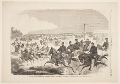 Unionin ratsuväki ja tykistö aloittaa kapinallisten takaa Yorktown Turnpikea pitkin tekijältä Winslow Homer